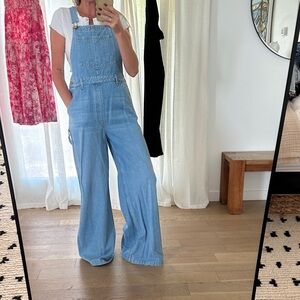 MOTHER The SugarCone Overall Light Blue Denim Overalls
